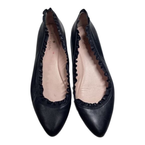 Kate Spade Black Leather Ballet Flats - Picture 1 of 14